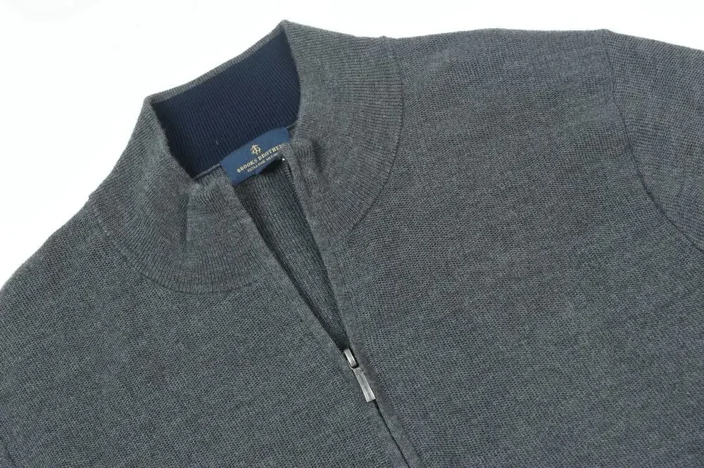Brooks Brother Merino Wool 1/4 Zip Pullover Sweater Mens XL Gray Long Sleeve